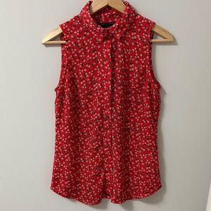 Banana Republic Red Floral Sleeveless Top